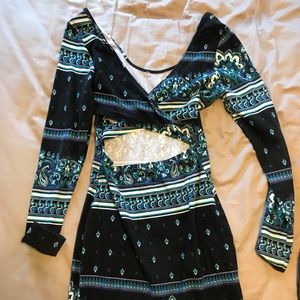 Open back Aztec printed fitted mini dress